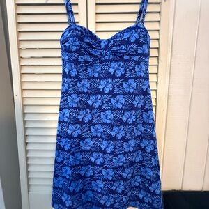 Tommy Bahama Blue and White Leaf Print Top